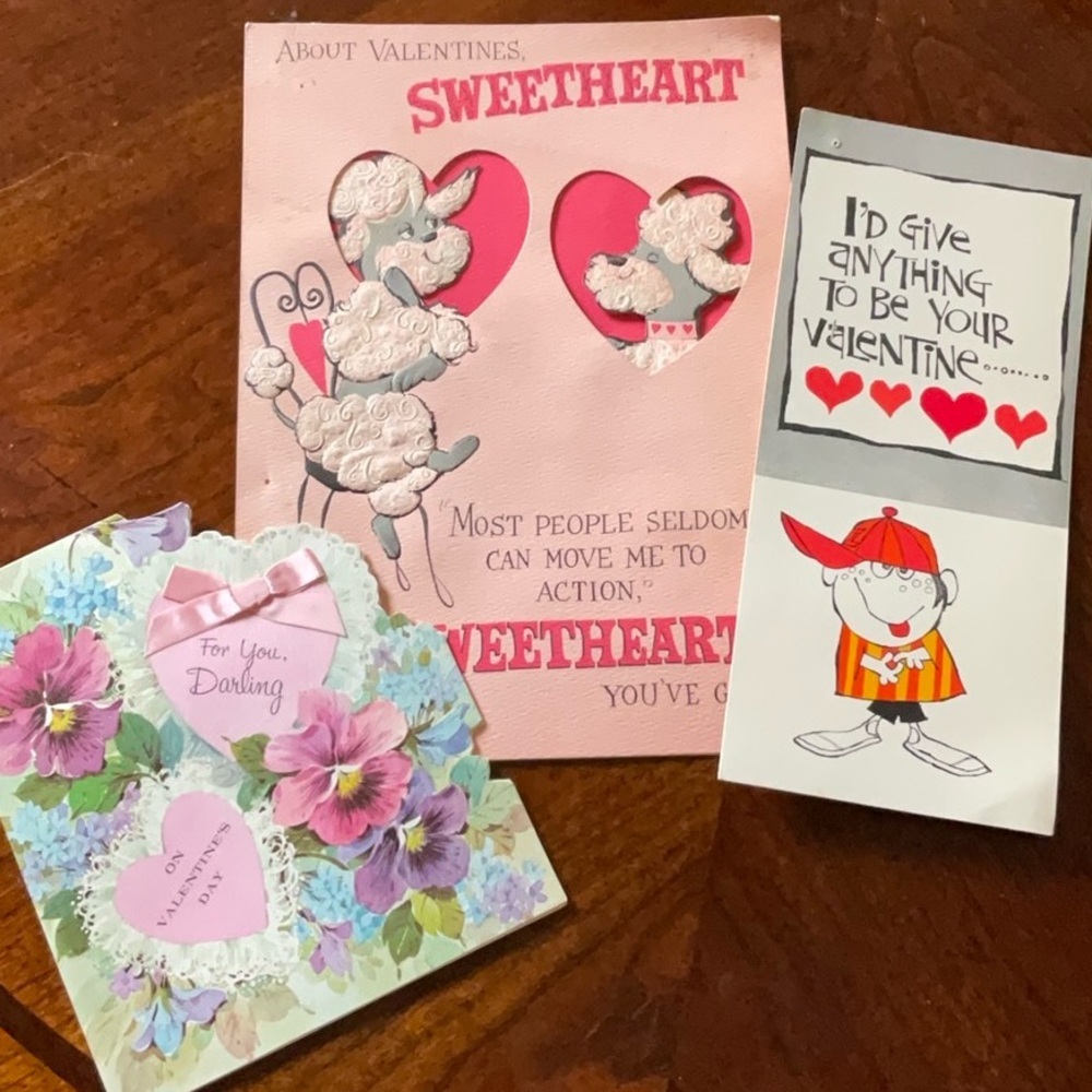 Vintage 1960s Valentine’s Day Cards Lot of 3 Hallmark and American Greetings